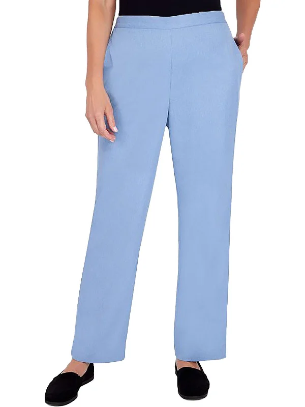 teal slim fit pants sleek -Womens Corduroy High Rise Straight Leg Pants