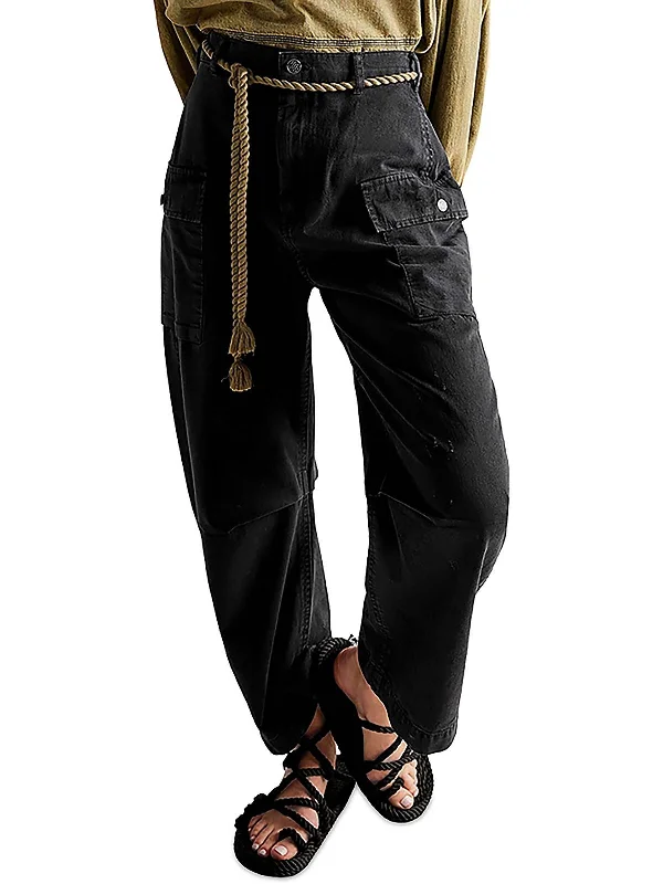 burnt orange cargo pants rugged -Womens Distressed Utility Cargo Pants