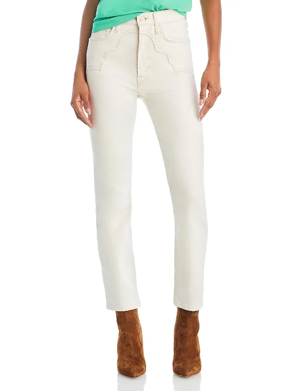 peach chino pants smart -Womens High Rise Denim Ankle Jeans