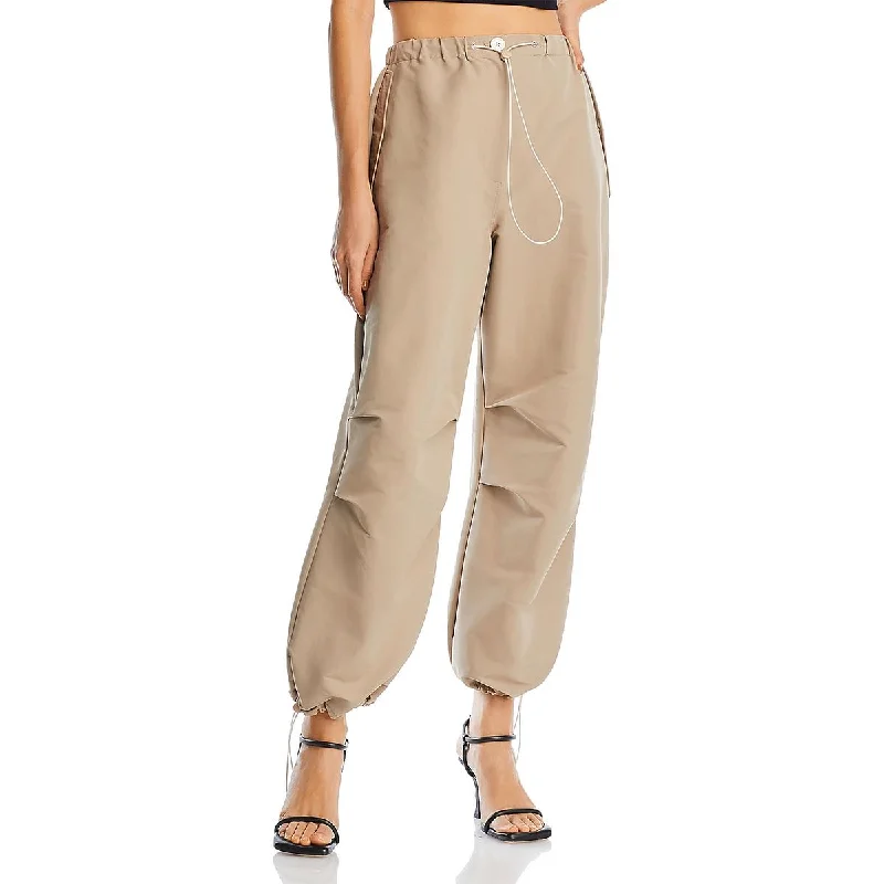 soft beige palazzo pants elegant -Womens High Rise Drawstring Cargo Pants