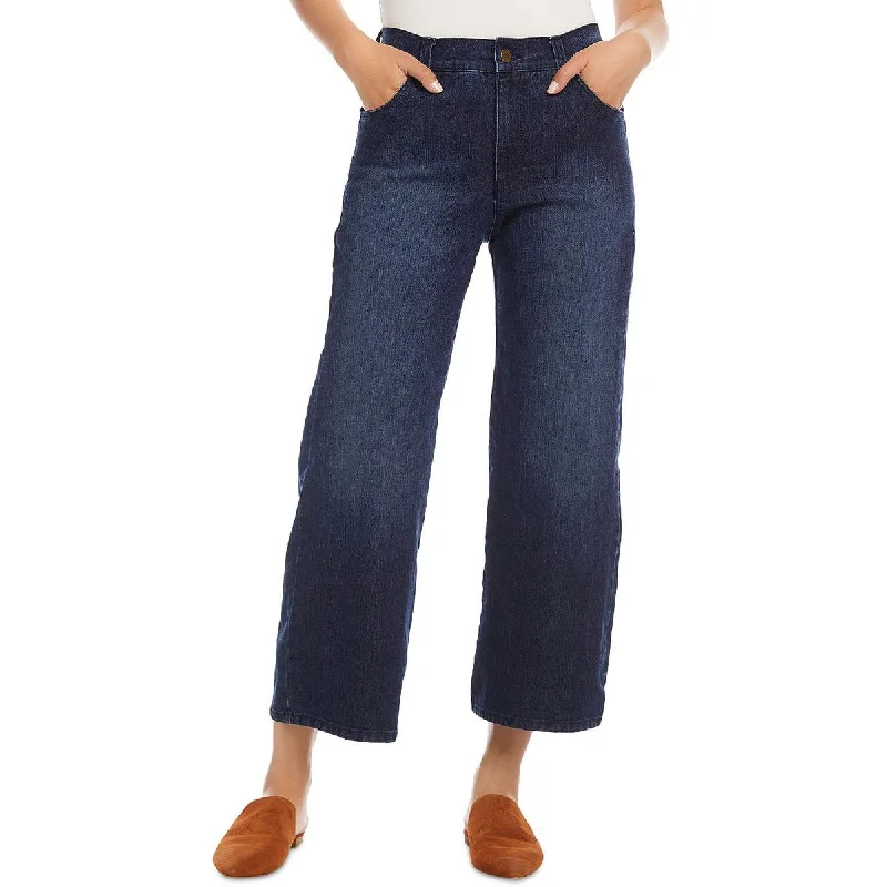 navy blue stretch jeans modern -Womens High Rise Drop Wide Leg Jeans