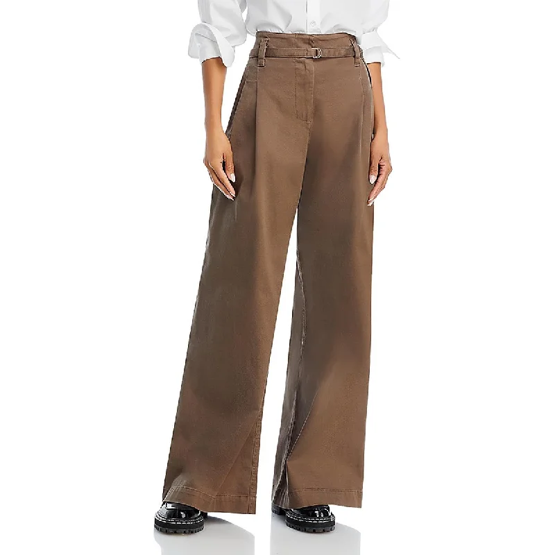 khaki relaxed fit pants casual -Womens Mid Rise Cotton Wide Leg Jeans