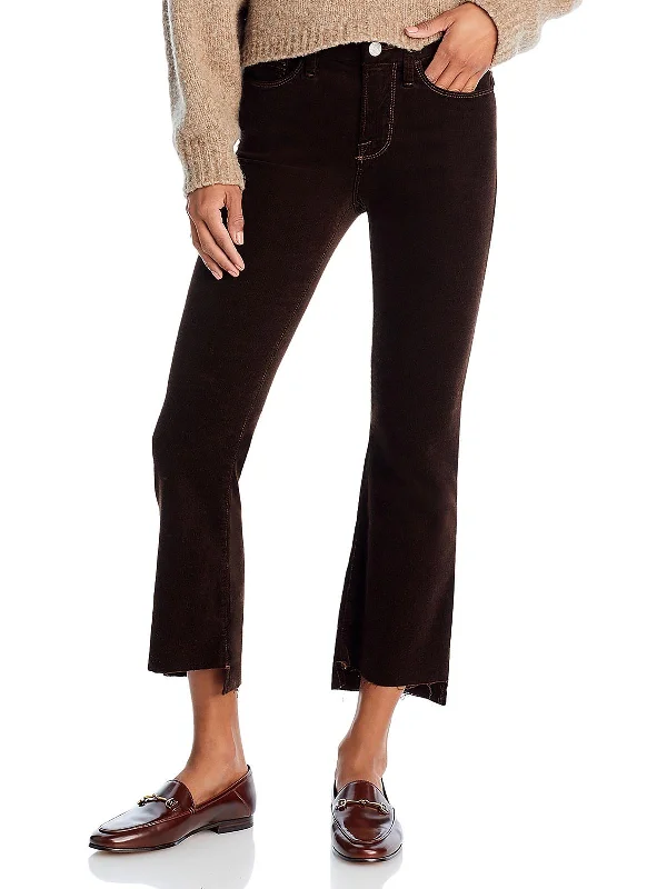 burnt orange cargo pants rugged -Womens Mid Rise Crop Bootcut Pants