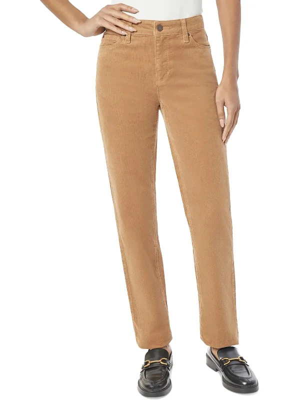 coral stretch jeans modern -Womens Mid Rise Knit Straight Leg Pants