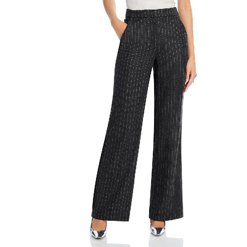 peach cigarette pants chic -Womens Pin Strip Wool Trouser Pants