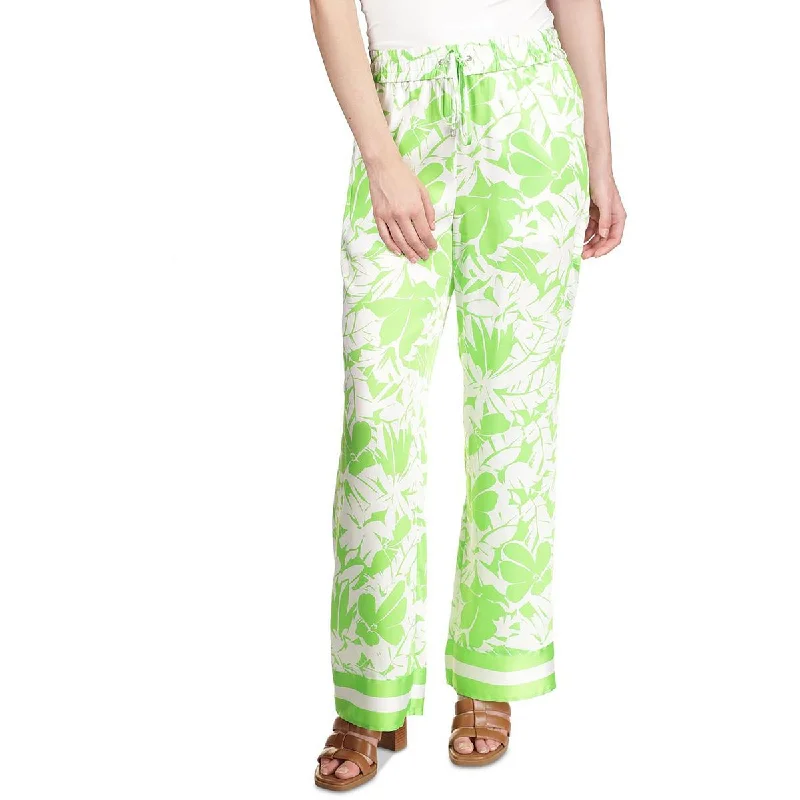 olive chino pants smart -Womens Printed Straight-Leg Wide Leg Pants