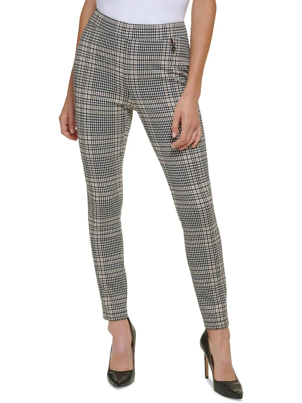 taupe harem pants boho -Womens Stretch Houndstooth Skinny Pants